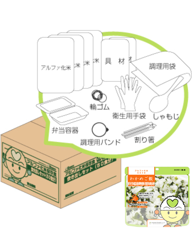 【５年保存】希望食品 アルファ化米 わかめご飯 炊き出しセット