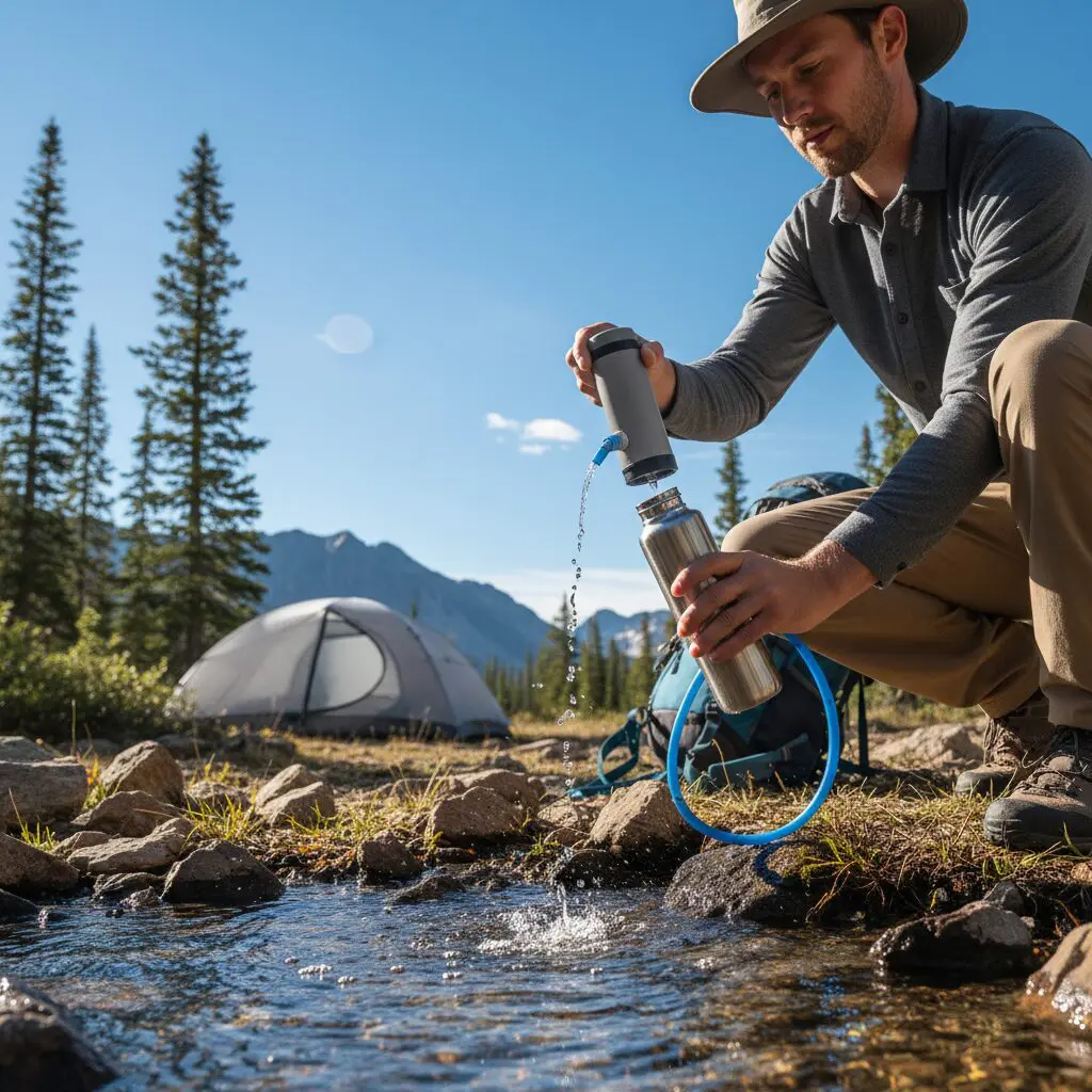 アウトドアでの浄水器使用イメージ