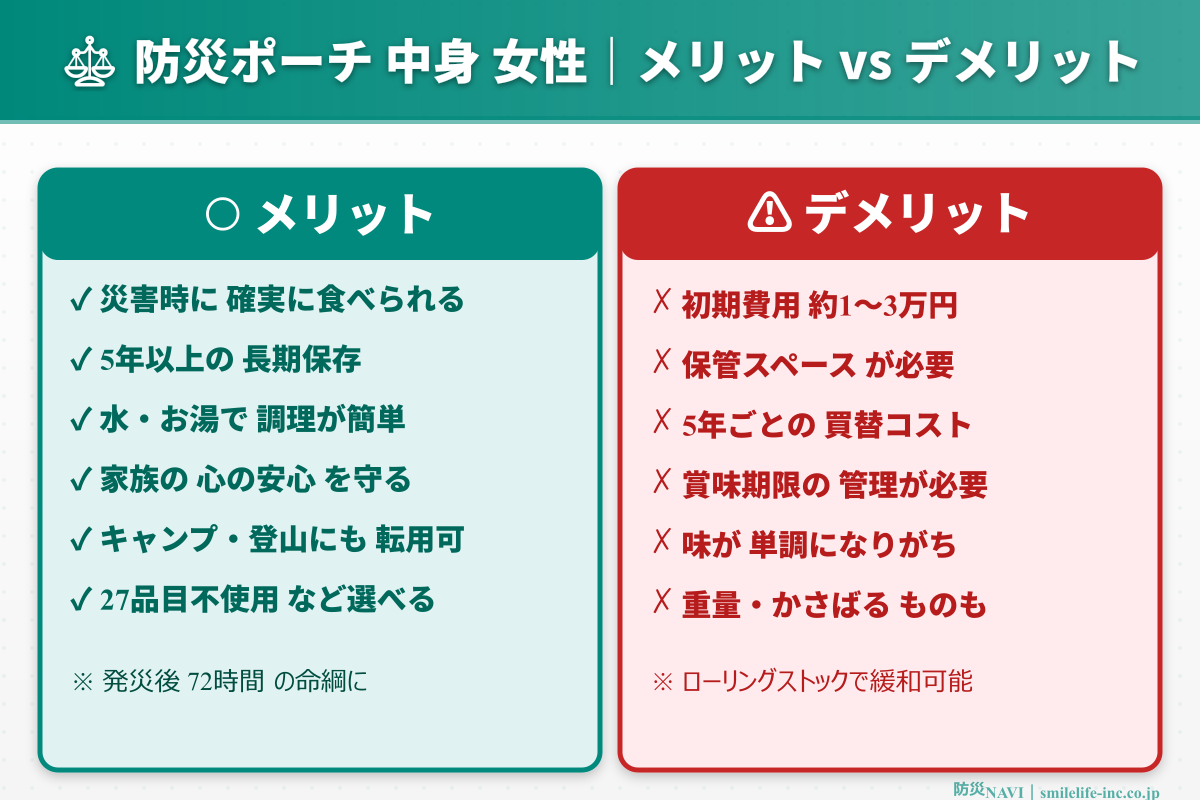 防災ポーチ 中身 女性 メリットデメリット