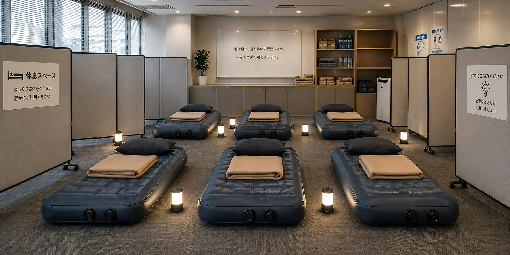 オフィスに設営された仮眠スペース