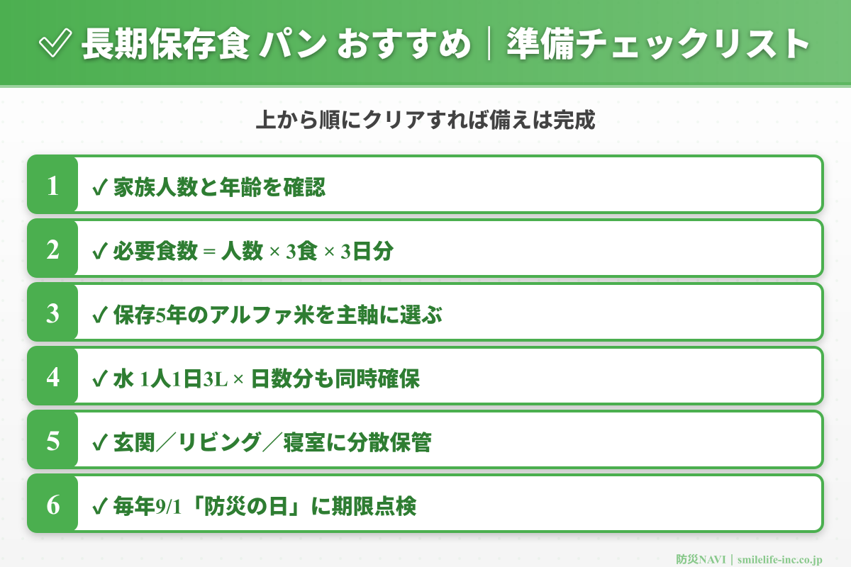 長期保存食 パン おすすめ チェックリスト